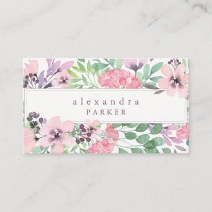 Carte De Visite Belle florale   Cadre Aquarelle tendance