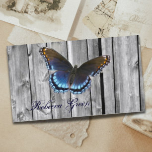 Carte De Visite belle grange en bois bleu papillon
