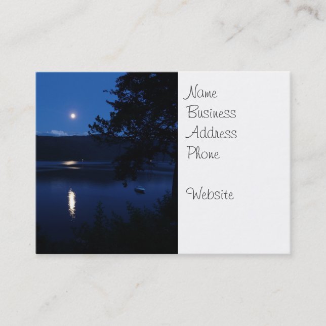 Carte De Visite Belle hausse de lune se reflétant outre de l'eau (Devant)
