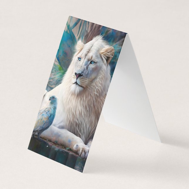 Carte De Visite Belle illustration de Boho Lion blanc (Devant)