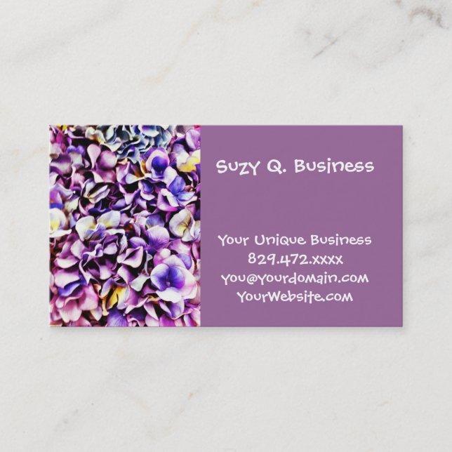 Carte De Visite Belle Lavande Purple Hydrangea Flower Petals (Devant)