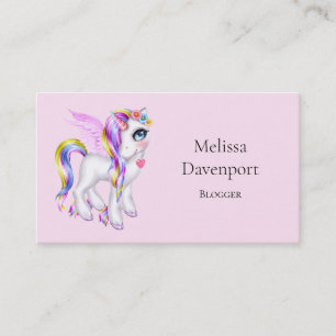 Carte De Visite Belle licorne avec Rainbow Mane