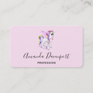 Carte De Visite Belle licorne avec Rainbow Mane