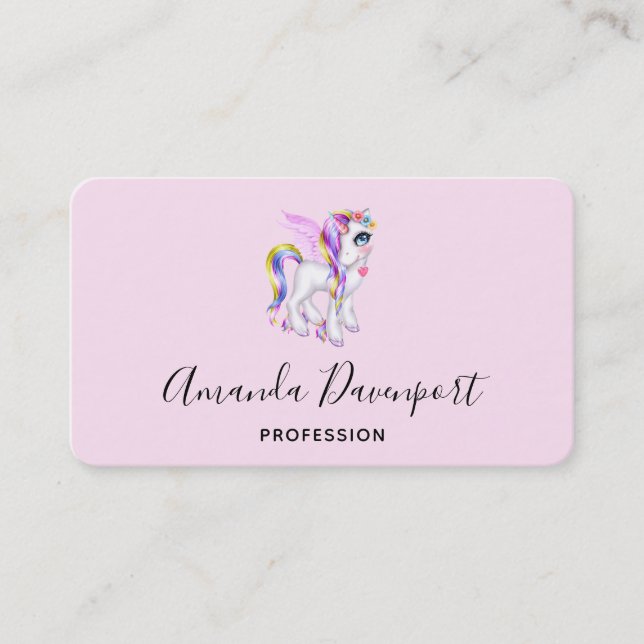 Carte De Visite Belle licorne avec Rainbow Mane (Devant)
