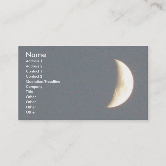 Carte De Visite Belle lune de croissant de cire à Dusk Custom (Devant)
