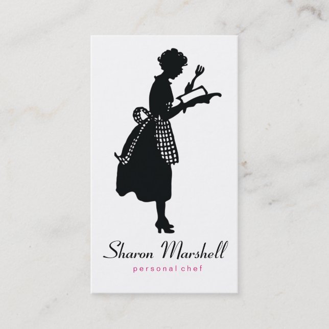 Carte De Visite Belle Madame Female Chef Cook Catering de tablier (Devant)