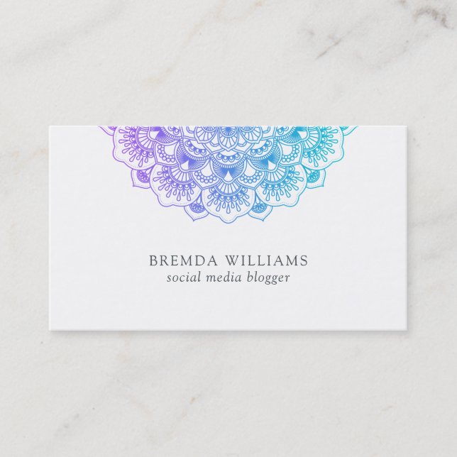 Carte De Visite Belle mandala violette et bleue (Devant)