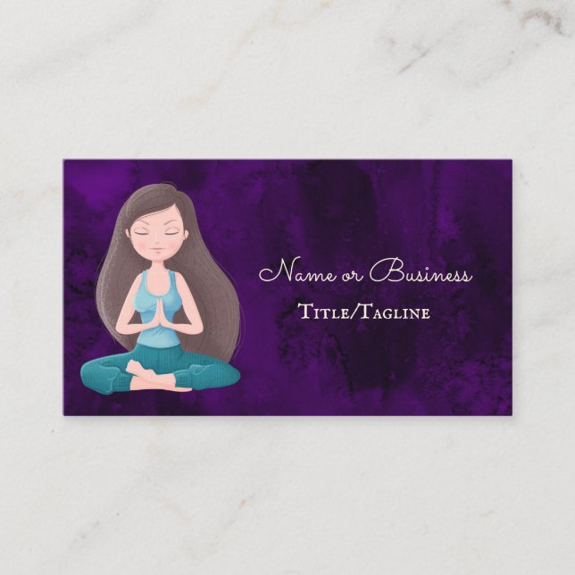 Carte De Visite Belle méditation de Yoga violet fille (Devant)