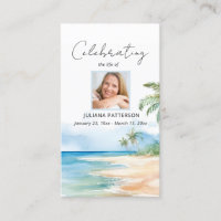 Belle Ocean Beach Photo Funeral Prayer Card