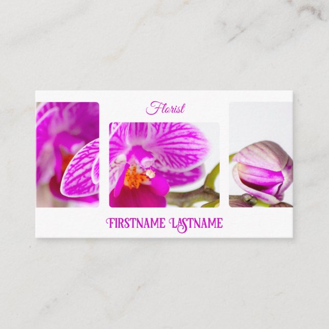 Carte De Visite Belle orchidée pour fleuristes et experts en fleur (Devant)