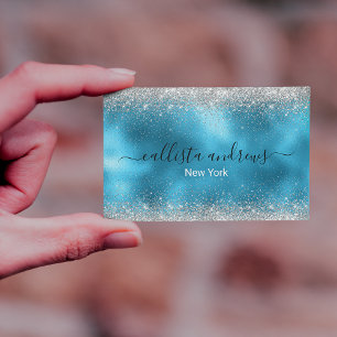 Carte De Visite Belle parties scintillant en argent bleu