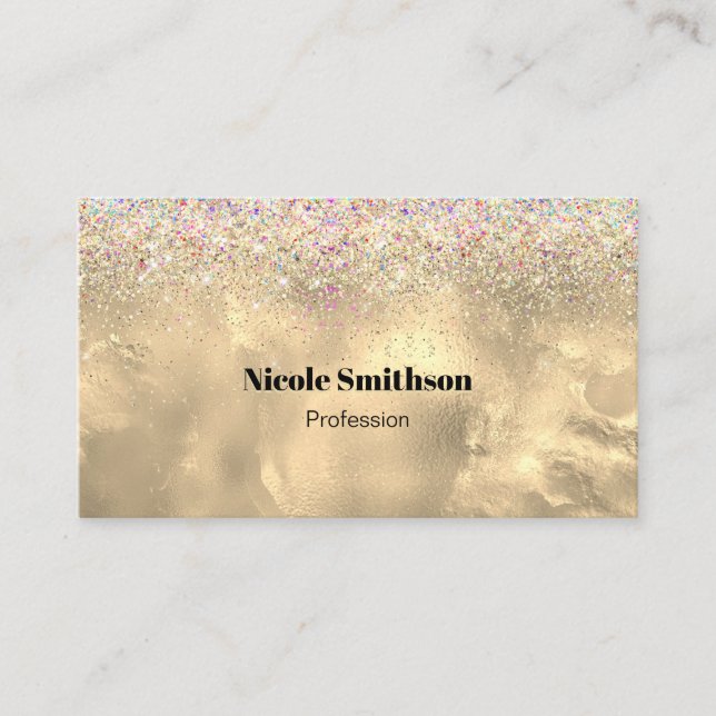 Carte De Visite Belle parties scintillant en marbre or (Devant)