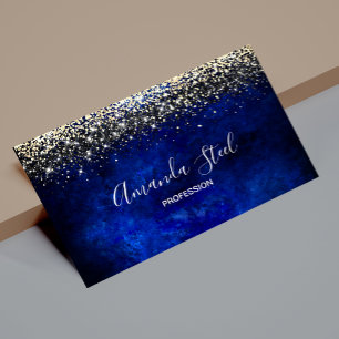 Carte De Visite Belle parties scintillant en or bleu royal
