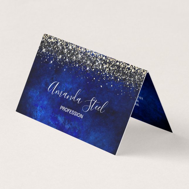 Carte De Visite Belle parties scintillant en or bleu royal (Devant)