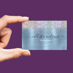 Carte De Visite Belle parties scintillant irisée bleu glace