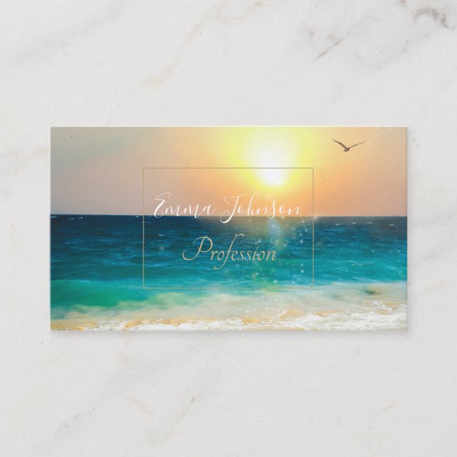 Carte De Visite Belle plage d'été coucher de soleil (Devant)
