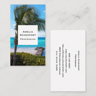 Carte De Visite Belle Plage Tropicale Palmier Venté
