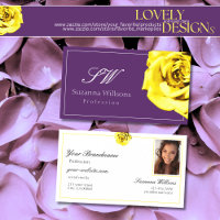 Belle Rose Jaune sur Photo d'Initiales Violettes