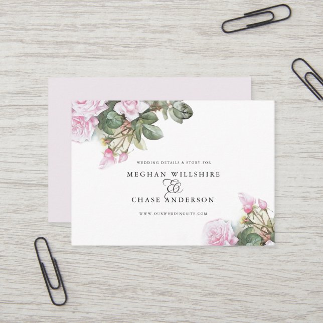 Carte De Visite Belle rose peinte Roses BarefootBride™ (Devant/Arrière en situation)