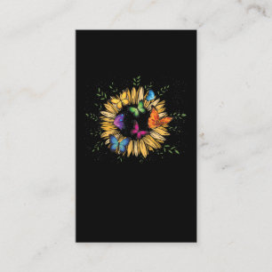 Carte De Visite Belle Tournesol et Mignonnes Papillons