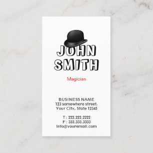 Carte De Visite Belle Typographie Magie Casquette Magicien profess