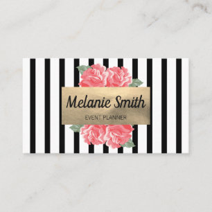 Carte De Visite Belles Fleurs Chic Vertical Striped