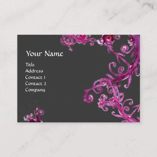 Carte De Visite BÉRIES MAGIQUES MONOGRAM gris violet rose blanc (Devant)