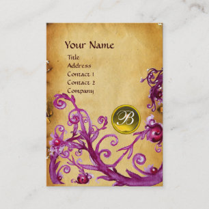 Carte De Visite BÉRIES MAGIQUES MONOGRAM Parchemin GEM jaune foncé