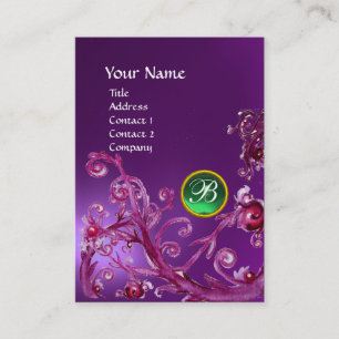 Carte De Visite BERRIES MAGIQUES GEM VERT MONOGRAM améthyste viole