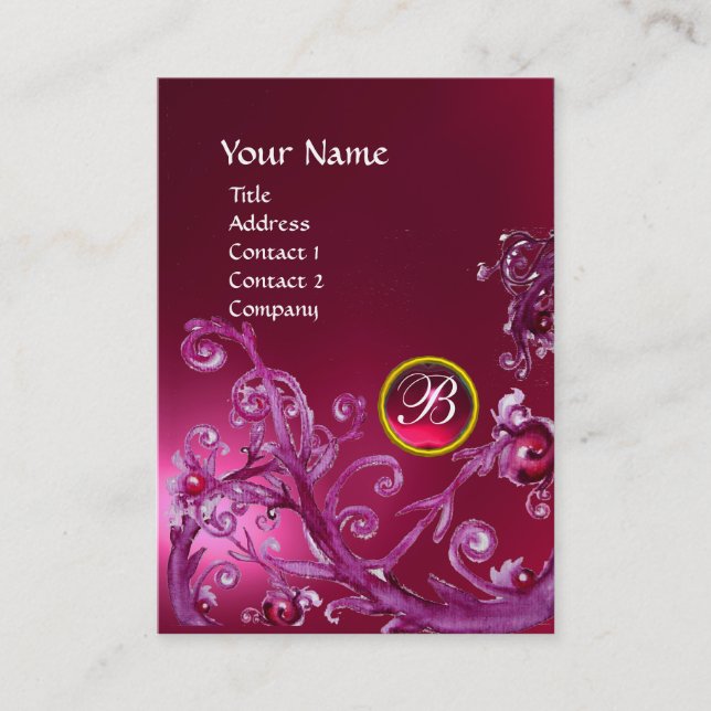 Carte De Visite BERRIES MAGIQUES MONOGRAM GEM ruby rose (Devant)