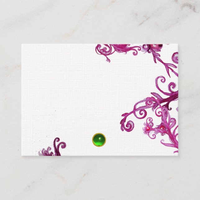 Carte De Visite BERRIES MAGIQUES MONOGRAM lin vert gemme (Devant)