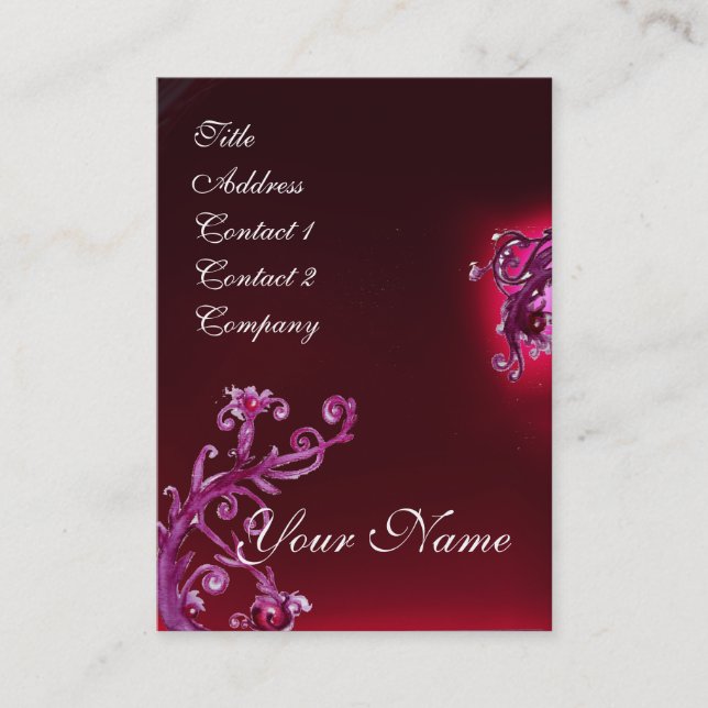 Carte De Visite BERRIES MAGIQUES MONOGRAM violet rouge bordeaux (Devant)