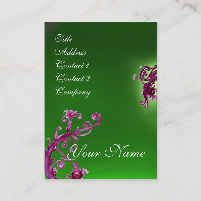 Carte De Visite BERRIES MAGIQUES MONOGRAM violet rouge vert (Devant)