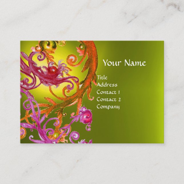 Carte De Visite BERRIES ROUGES SWIRLS GEMSTONE jaune (Devant)