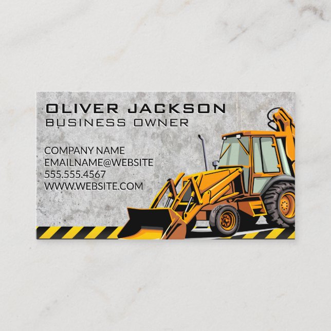 Carte De Visite Béton | Véhicule de construction Bulldozer (Devant)
