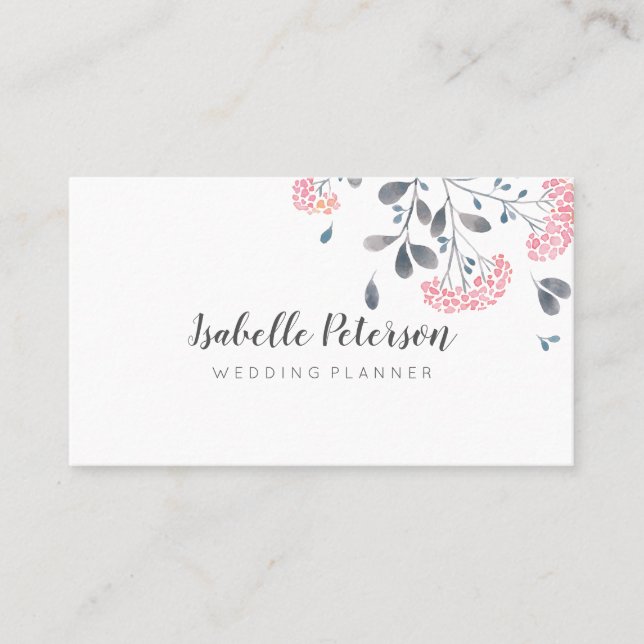 Carte De Visite Beuté de fleurs d'aquarelle rose girly (Devant)