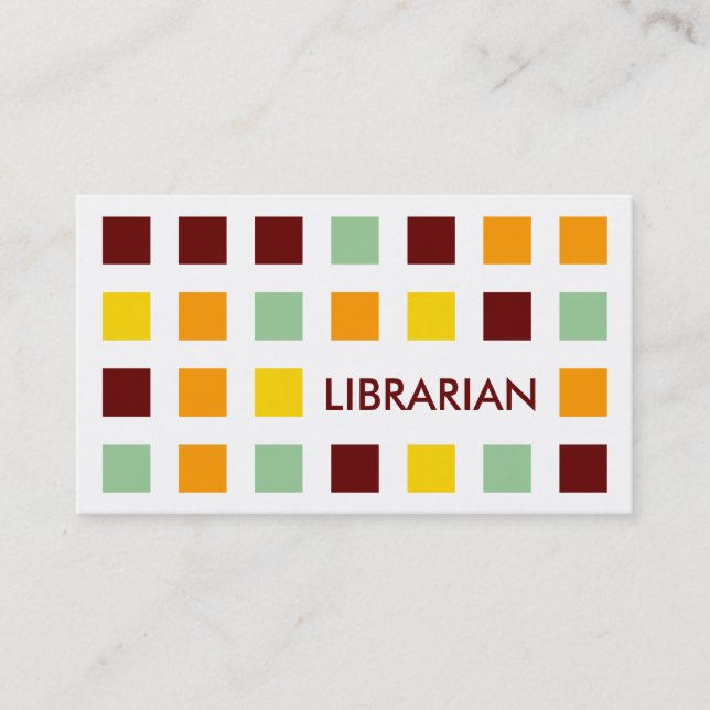 Carte De Visite BIBLIOTHÉCAIRE (carrés de mod) (Devant)