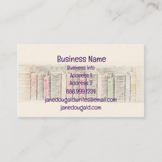 Carte De Visite Bibliothèque aquarelle Ancien rédacteur de livres (Devant)