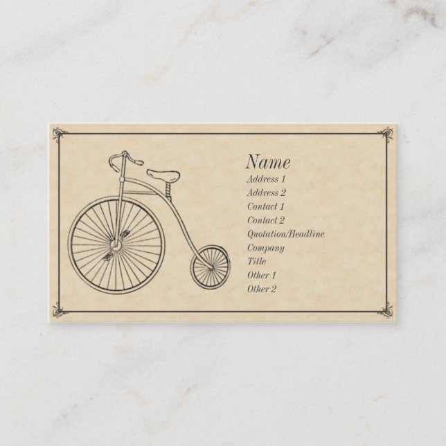Carte De Visite Bicyclette antique (Devant)