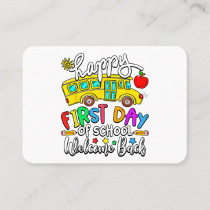 Carte De Visite Bienvenue à l'école Joyeux premier jour Professeur