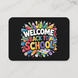 Carte De Visite Bienvenue à l'école pour la rentrée des classes En