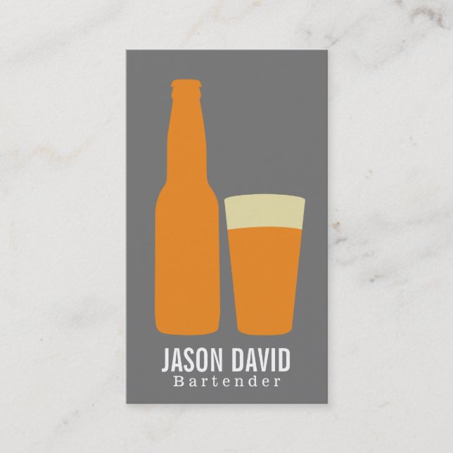 Carte De Visite Bière et verre (orange) (Devant)