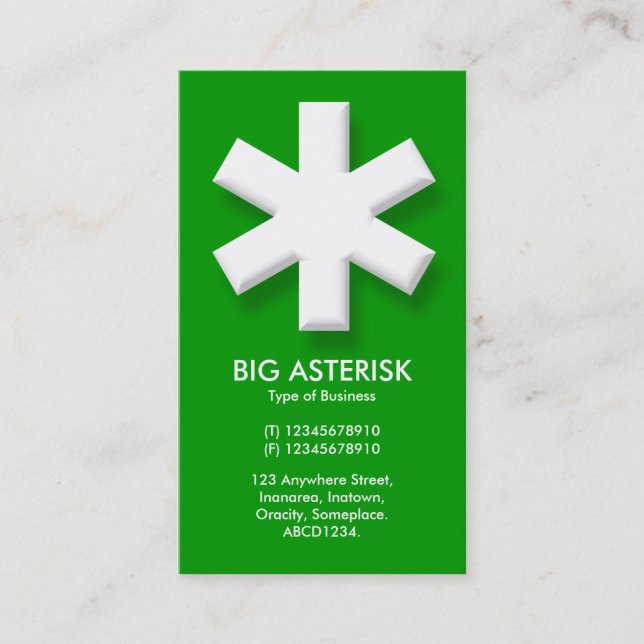 Carte De Visite Big Asterisk - Vert (009900) (Devant)