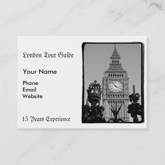 Carte De Visite Big Ben noir et blanc (Devant)