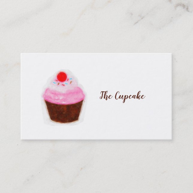 Carte De Visite Big Cupcake & Cherry Aquarelle Chic Boulangerie (Devant)