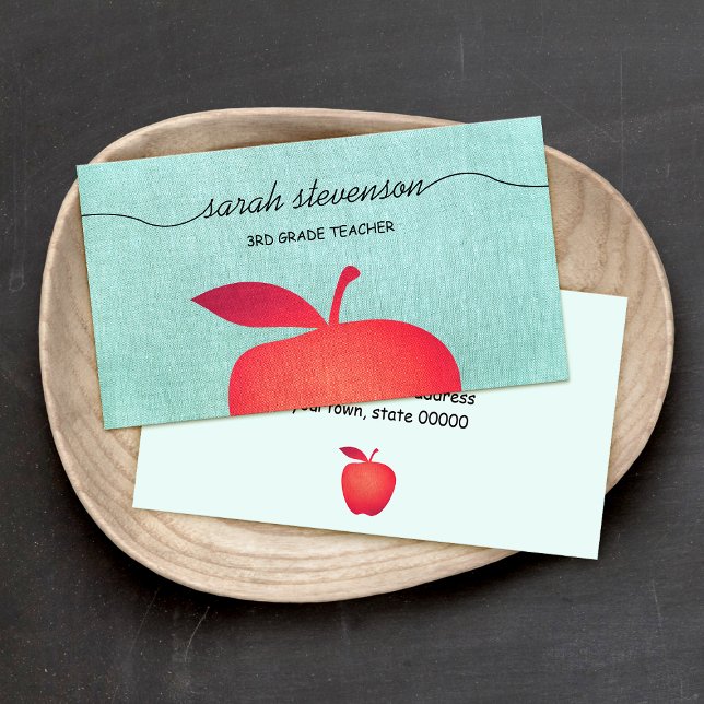 Carte De Visite Big Red Apple School Enseignant (Créateur téléchargé)