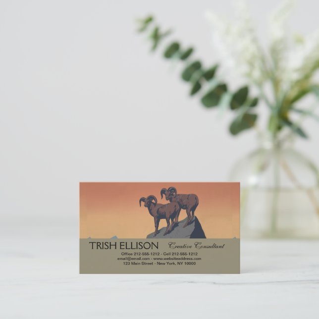 Carte De Visite Bighorn Sheep American West Wildlife (Debout devant)