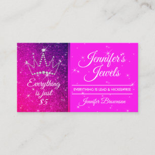 Carte De Visite Bijou de Couronne Étincelle violet Bling
