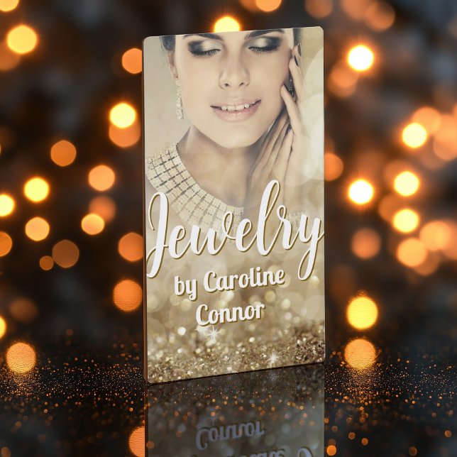 Carte De Visite Bijouterie Designer Gold Sparkle Luxueux (Perfect for business)