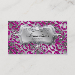 Carte de visite bijouterie Zebra Hot rose Silve